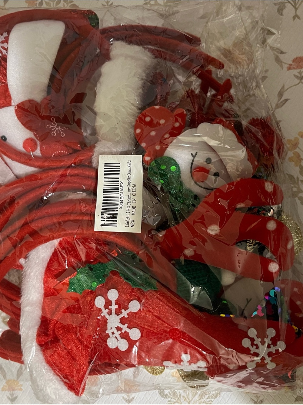 Holiday Plush Headband Set - Red and White Festive Accessories